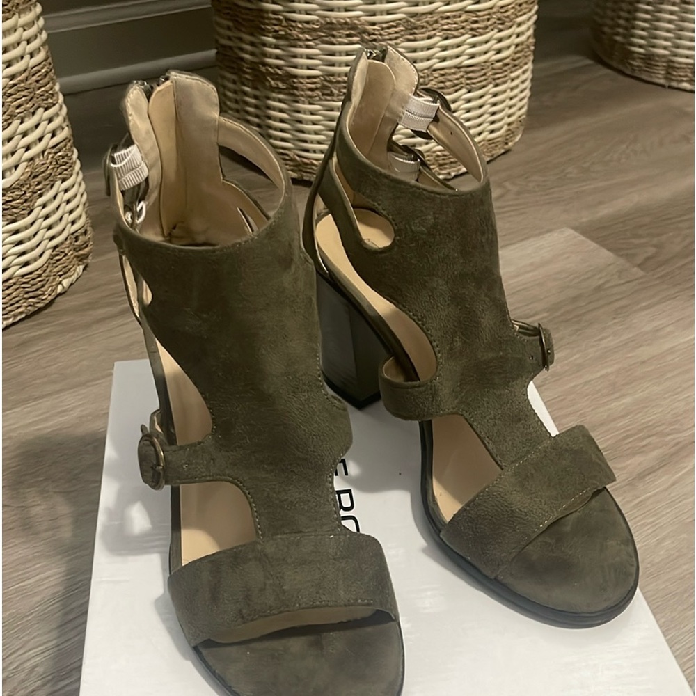 Gently used army green sandals